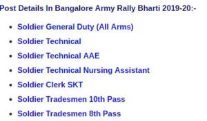 Bangalore Army Bharti Admit Card 2019