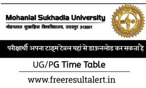 MLSU Mcom Previous and Final Year Time Table 2020 