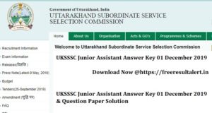  01 Dec UKSSSC Junior Assistant Answer Key 2019