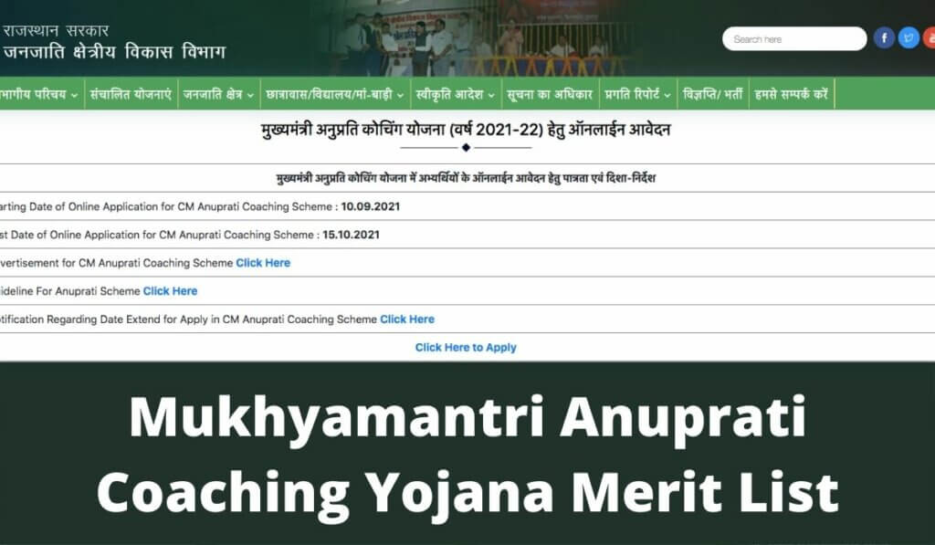 Mukhyamantri Anuprati Coaching Yojana Merit List