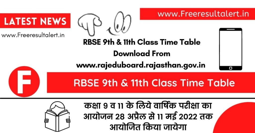 RBSE 9th & 11th Class Time Table 2022