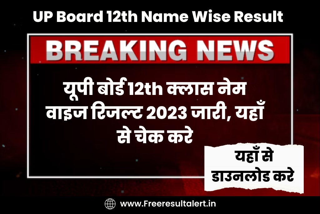 UP Board 12th Name Wise Result 2023