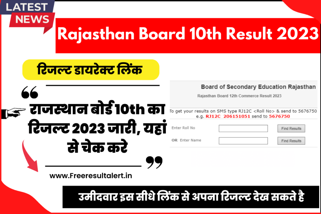 Rajasthan Board 10th Class Result 2023