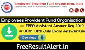 EPFO Assistant Answer key 2019