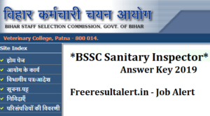 BSSC Sanitary Inspector Answer key 2019