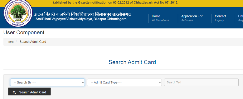 Bilaspur University Admit Card 2024