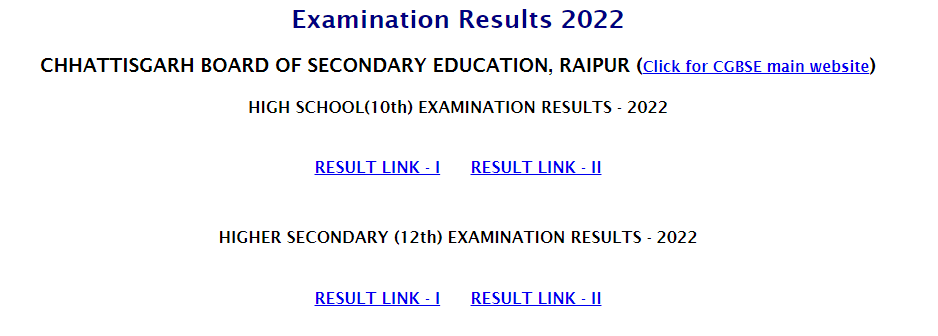CGBSE 12th Result 2022