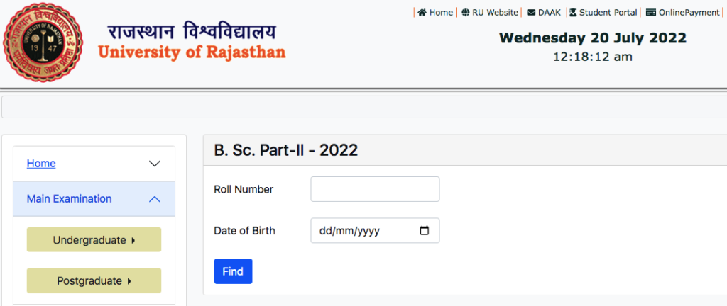 Rajasthan University Bsc 2nd Year Result 2023 