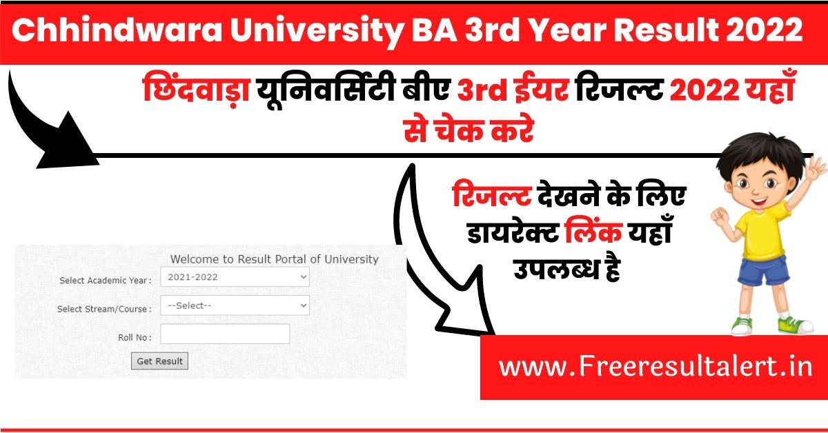 Chhindwara University BA 3rd Year Result 2022