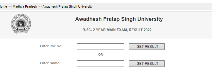 Awadesh Pratap Singh University Bsc 2nd Year Result 2022