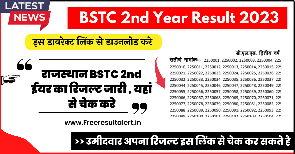 Rajasthan BSTC 2nd Year Result 2023