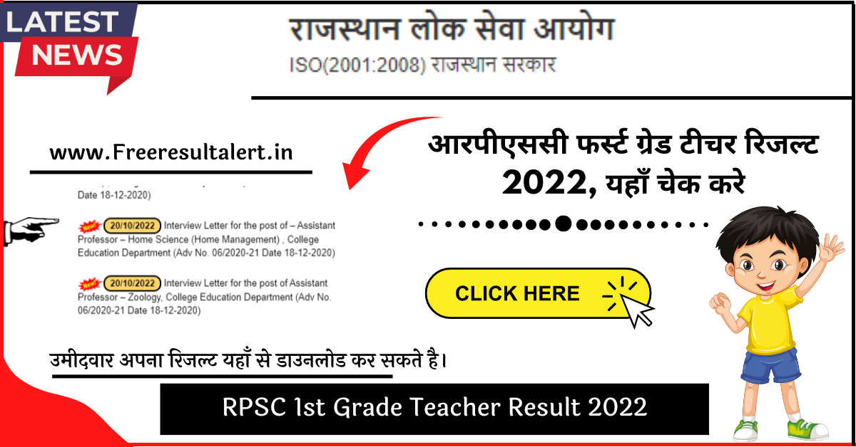 RPSC 1st Grade Teacher Result 2022