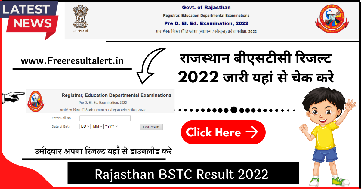 www.indiaresults.com Rajasthan BSTC Result 2022