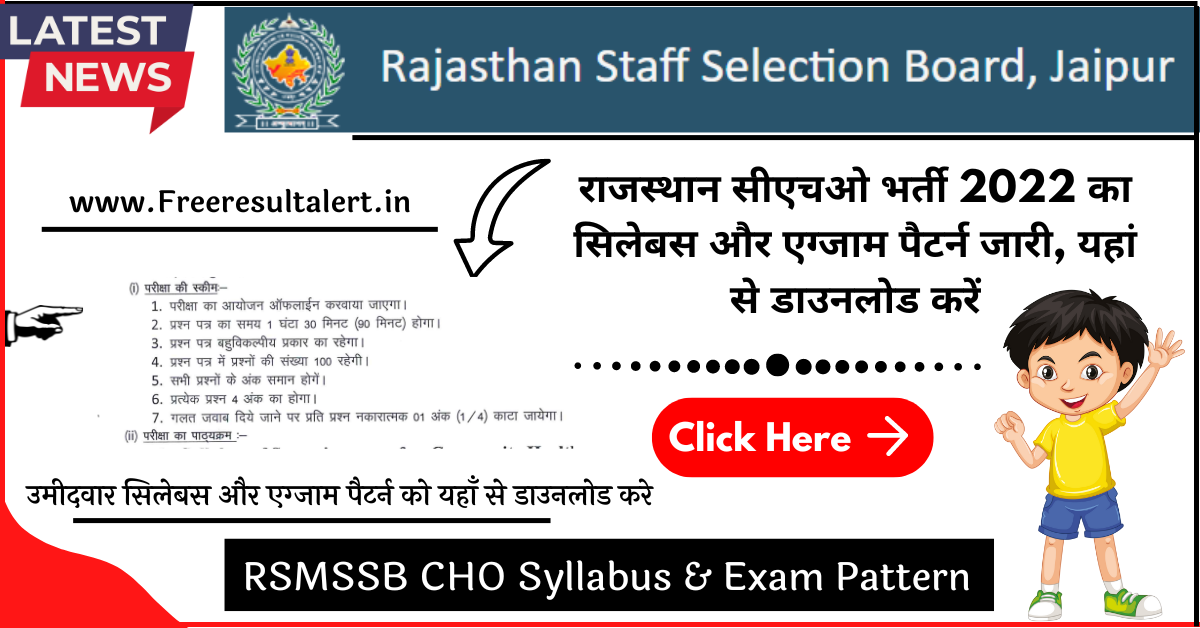 Rajasthan CHO Syllabus 2022 