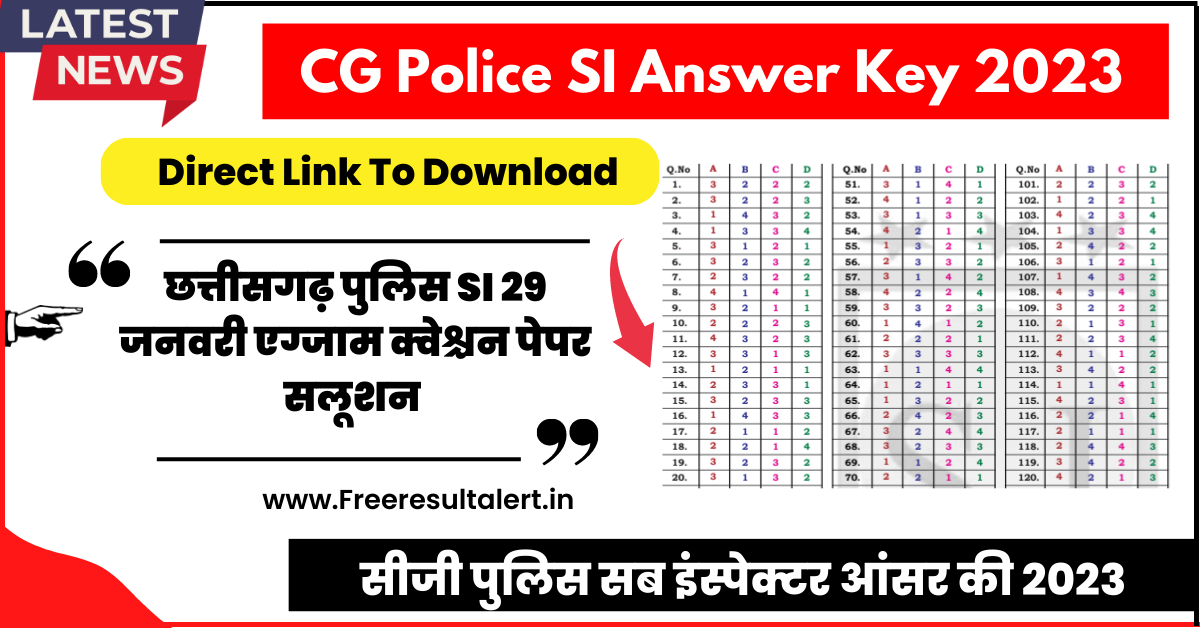 CG Police SI Answer Key 2023