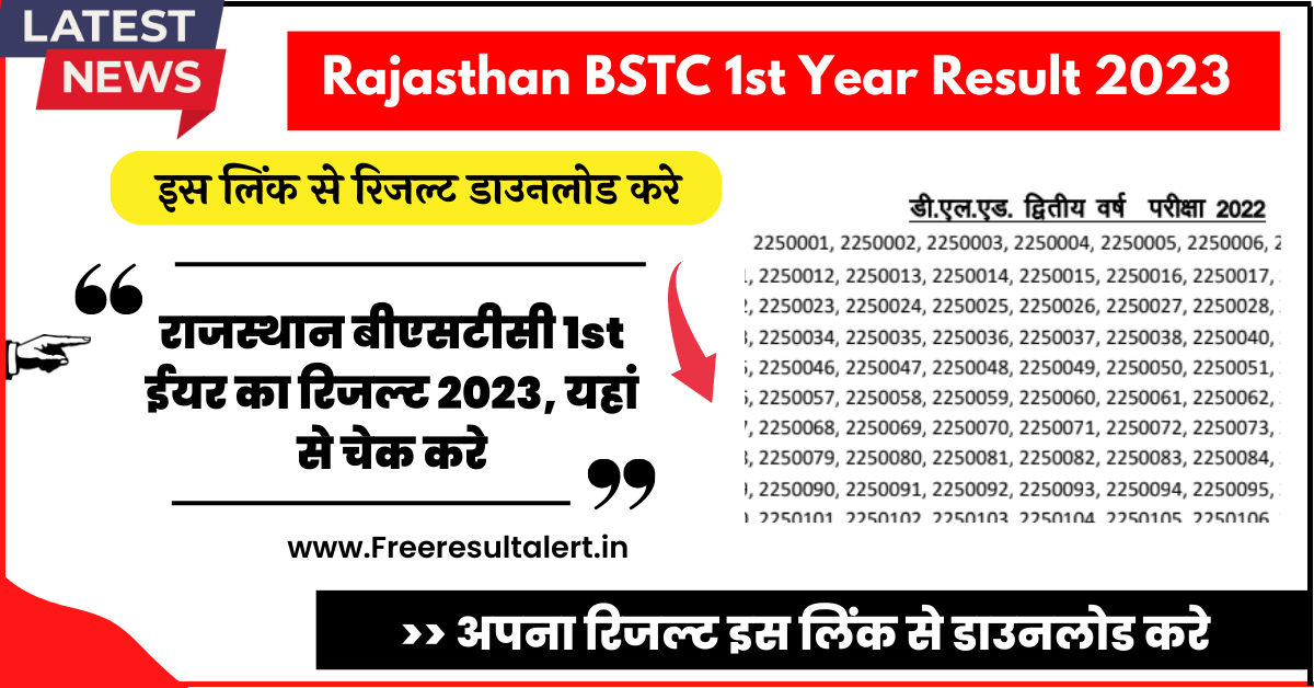 Rajasthan BSTC 1st Year Result 2023