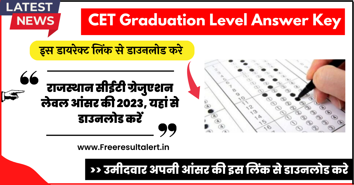 Rajasthan CET Graduation Level Answer Key 2023