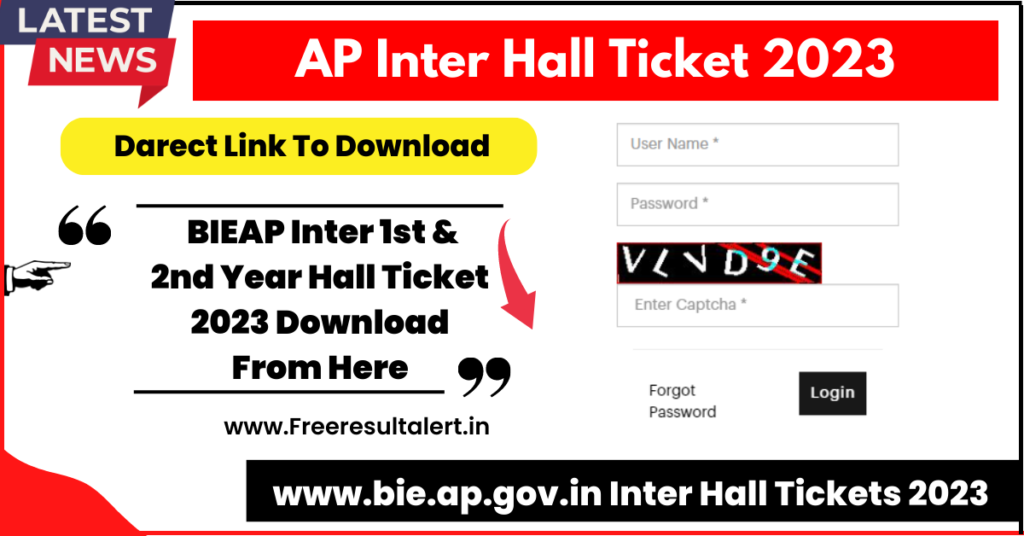 AP Inter Hall Ticket 2023 (www.bie.ap.gov.in Inter Hall Ticket 2023