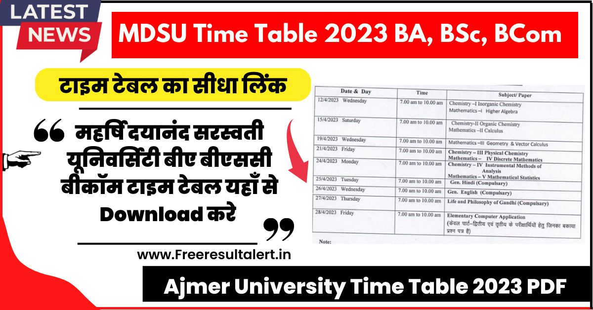MDSU Time Table 2023