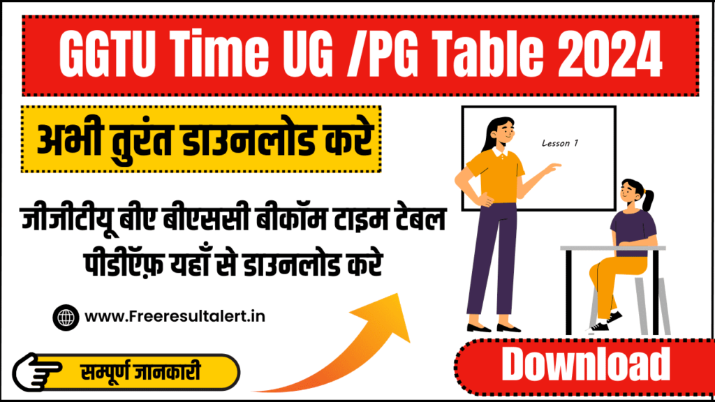 GGTU Bcom 1st Year Time Table 2024