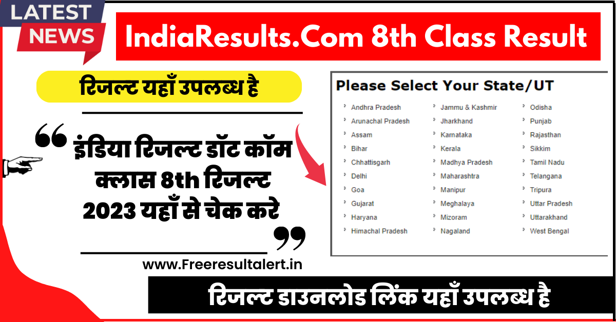 IndiaResults.Com 8th Class Result 2023 Name Wise