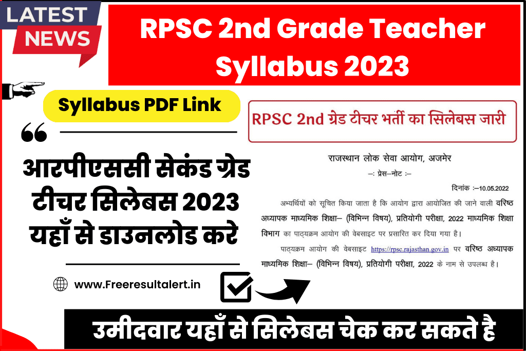 RPSC 2nd Grade Teacher Syllabus 2023