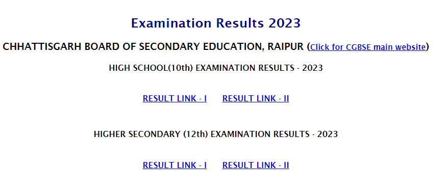 CGBSE Result 2023 Class 10th & 12th