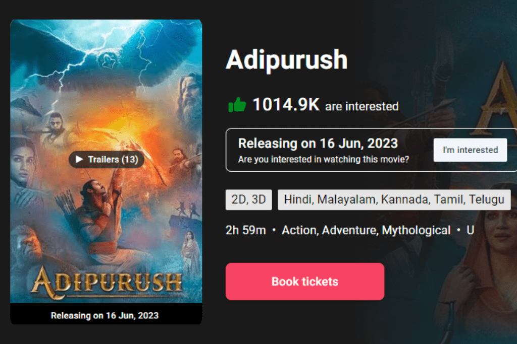Adipurush Movie Tickets Online Booking