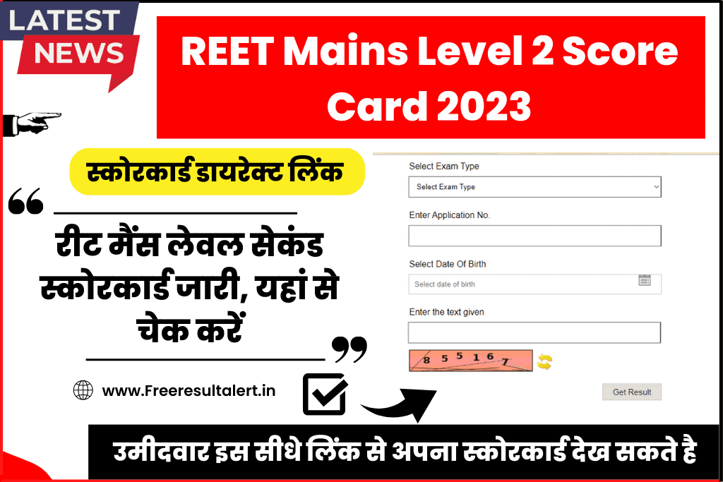 REET Mains Level 2 Score Card 2023