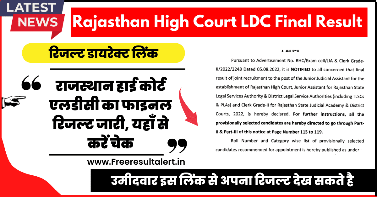 Rajasthan High Court LDC Final Result 2023