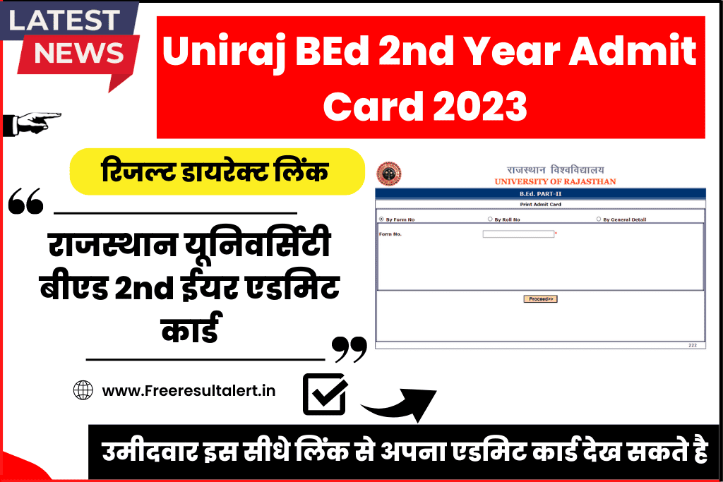 Rajasthan University BEd 2nd Year Admit Card 2023