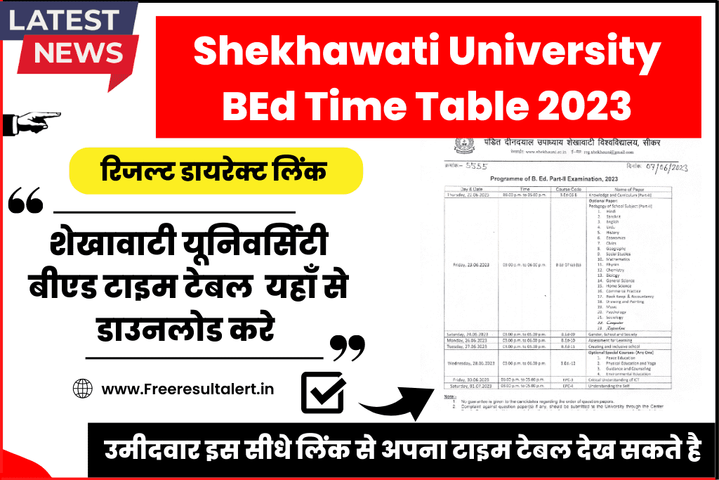 Shekhawati University BEd Time Table 2023