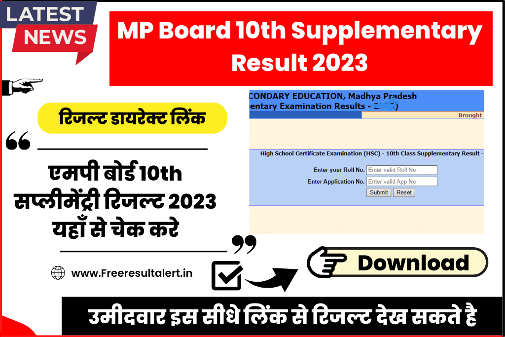 MP Board 10th Supplementary Result 2023