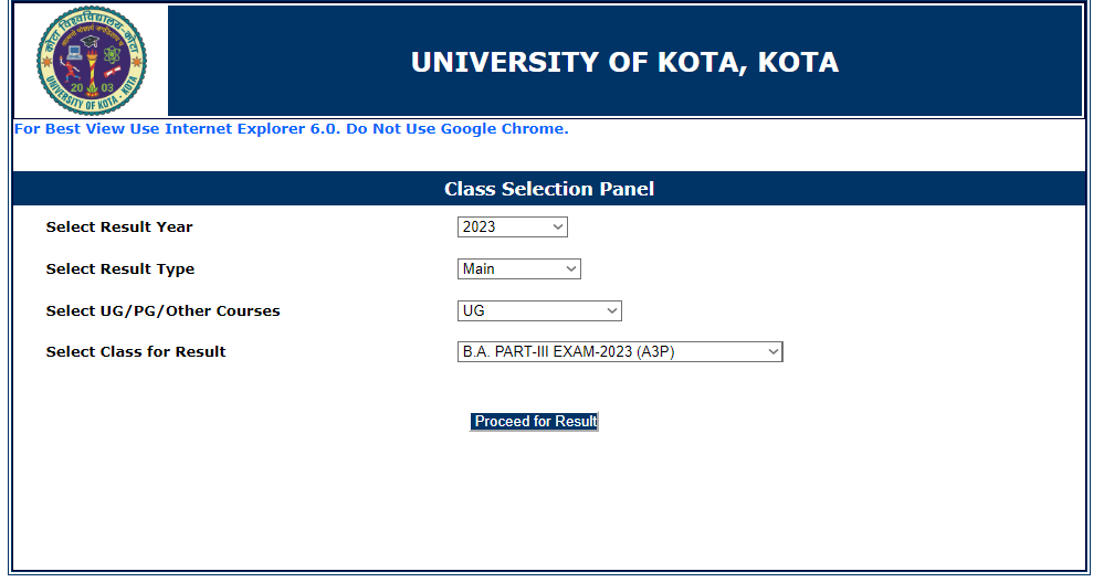 Kota University BA Final Year Result 2023