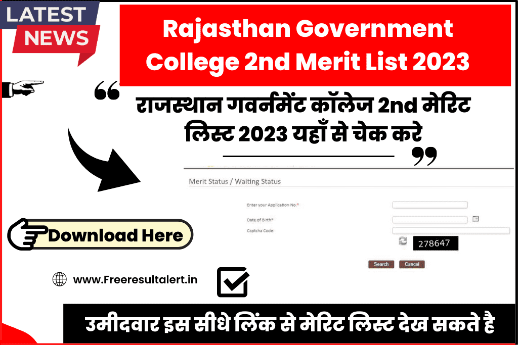 Rajasthan Government College 2nd Merit List 2023 