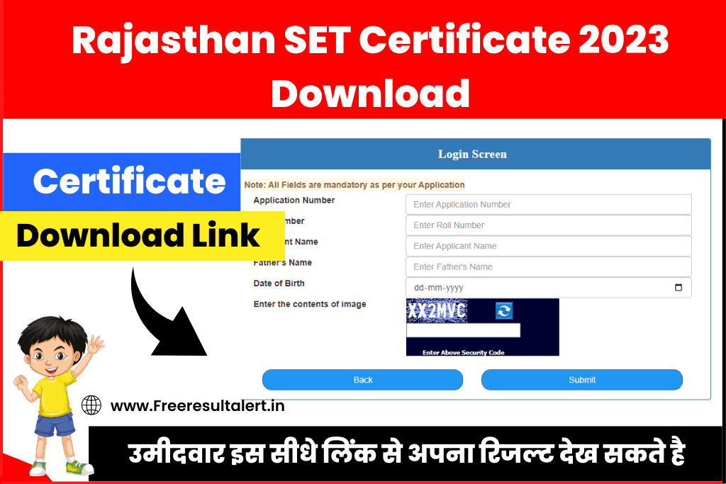 Rajasthan SET Certificate 2023