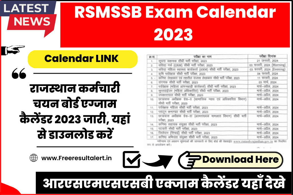 RSMSSB Exam Calendar 2023 
