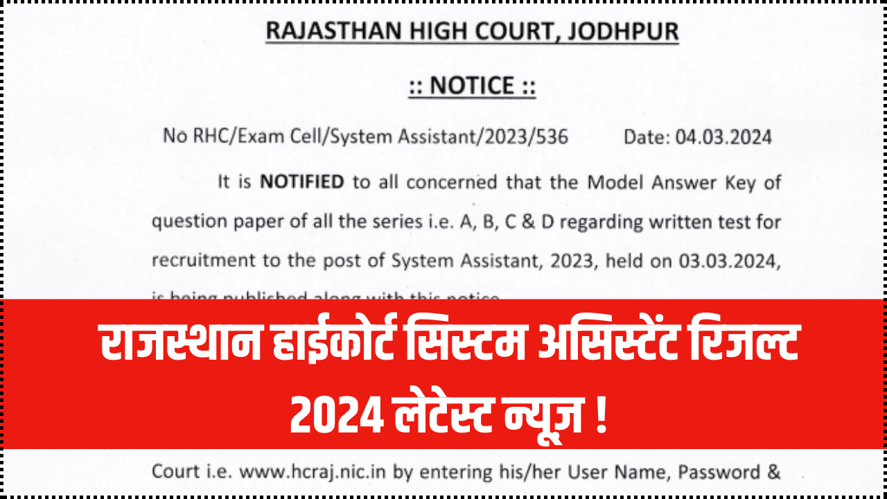 Rajasthan High Court System Result 2024