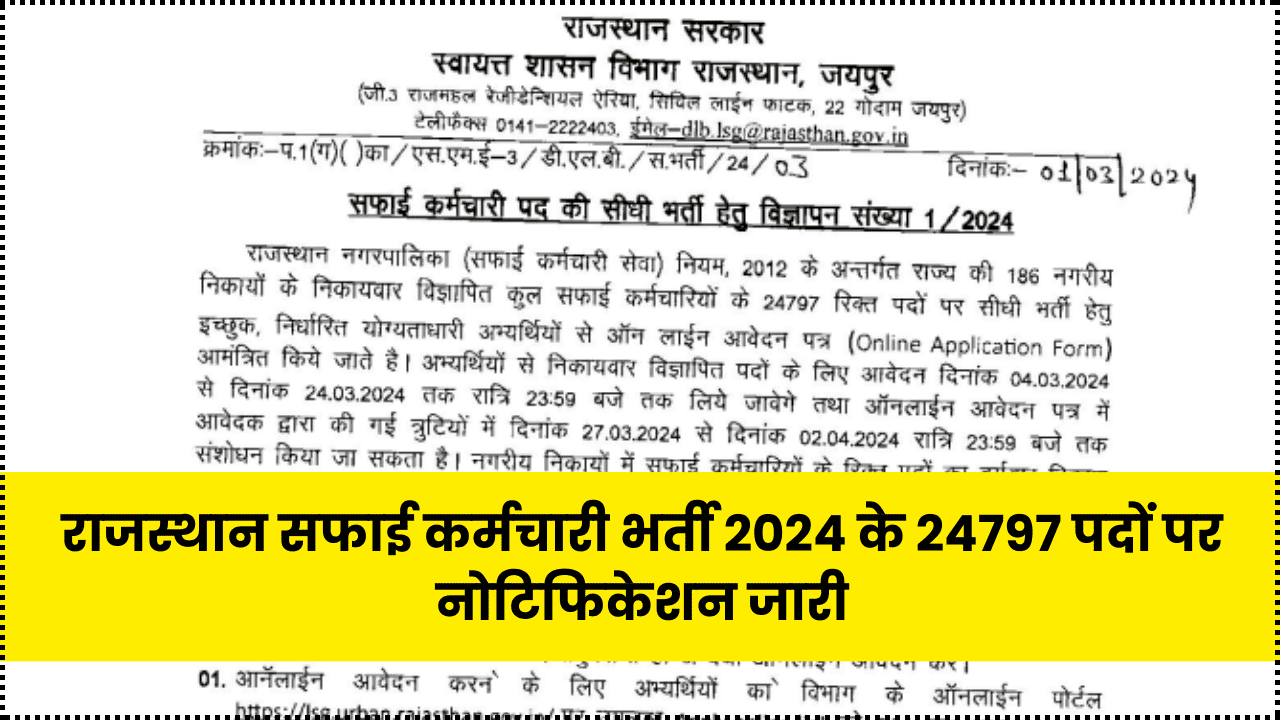 Rajasthan Safai Karmchari Bharti 2024
